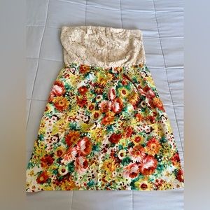 As U Wish Floral Bohemian Strapless Dress | L